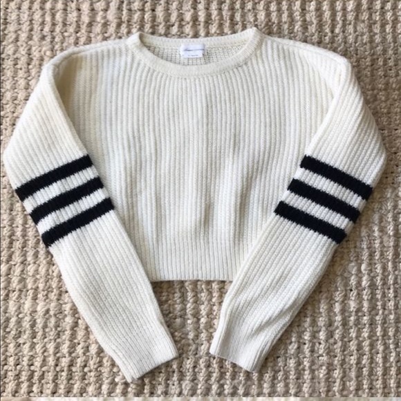LOVERS + FRIENDS White Varsity Crop Sweater S - Picture 2 of 2